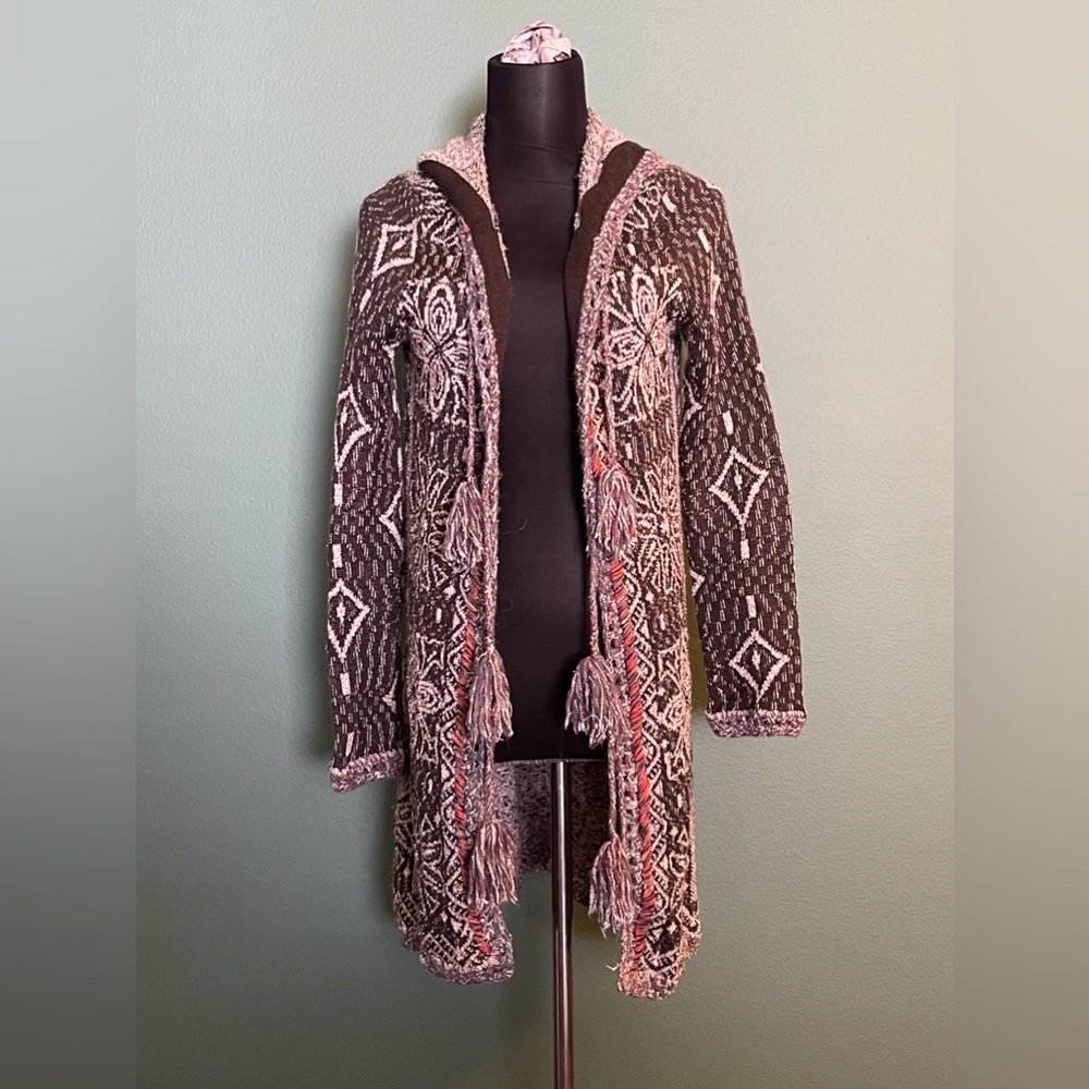 FREE PEOPLE Kai Tassel Hooded Cardigan Duster - EUC - Medium - Picture 4 of 11